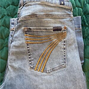 7 For All Mankind Blue Jeans with Gold Accents